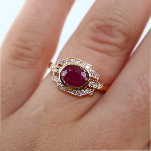 Bague Bague fine Or rose Diamants Rubis 58 Facettes