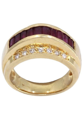 Bague 54 Bague ancienne or jaune, diamants et rubis 58 Facettes 072991