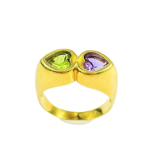 Bague 58 Bague Double Cœur Améthyste Péridot 58 Facettes 20400000613