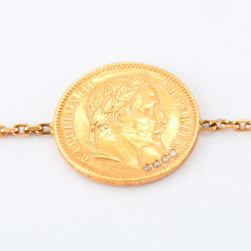 Bracelet Bracelet médaille en or jaune & diamants 58 Facettes