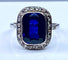 Bague 52 Bague en or blanc 18 carats, diamants et saphir Verneuil. Epoque 1900 58 Facettes AB266