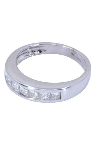 Bague 53 DEMI-ALLIANCE DIAMANTS PRINCESSE 58 Facettes 074031