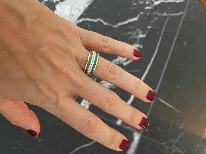 Bague Bague Bandeau Emeraude & diamants 58 Facettes