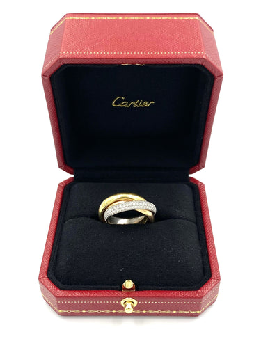 Bague Cartier. Collection Trinity Classique, alliance 3 ors et diamants (full set) 58 Facettes