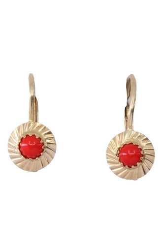 Boucles d'oreilles DORMEUSES ANCIENNES CORAIL 58 Facettes 074301