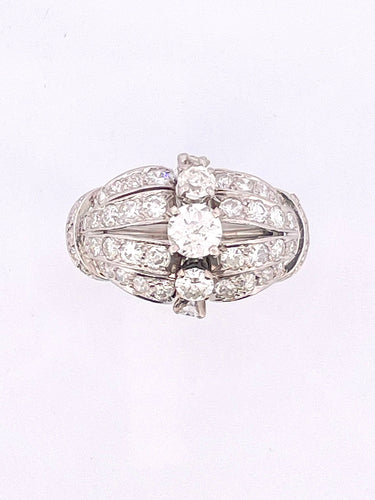 Bague 55 Bague Art Déco platine et diamants 58 Facettes