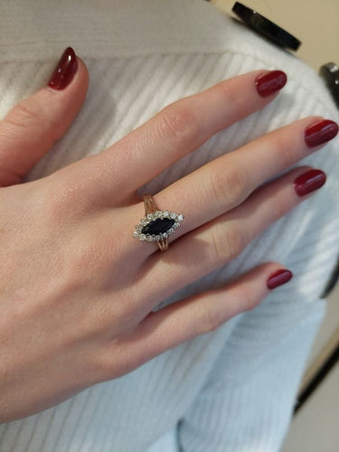 Bague 57 BAGUE MARQUISE OR JAUNE SAPHIR ET DIAMANTS 58 Facettes 077511