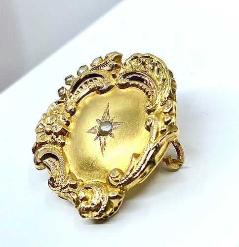 Broche Broche Or Perles fines, Napoléon III 58 Facettes AB210