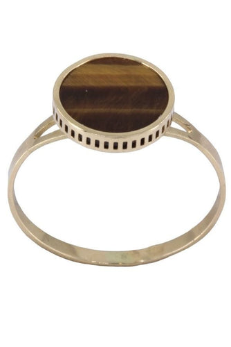 Bague 52 Bague œil de tigre, en or jaune 58 Facettes 063571