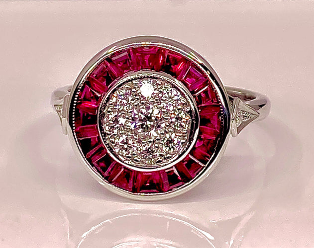 Bague Bague Or blanc Rubis et Diamants 58 Facettes AB221