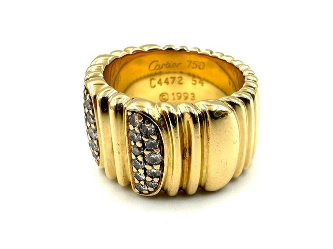 Bague CARTIER. Collection Casque d’or, bague vintage or jaune et diamants 58 Facettes