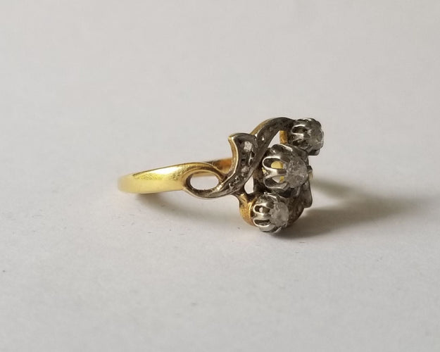 Bague 55 Bague ancienne diamants 0.20 carats 58 Facettes