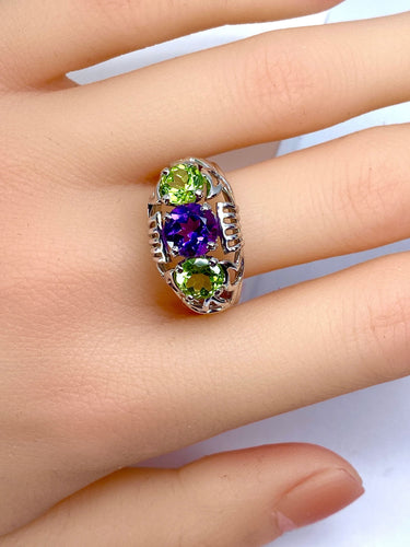 Bague 58 Bague péridots et améthyste 58 Facettes AB247