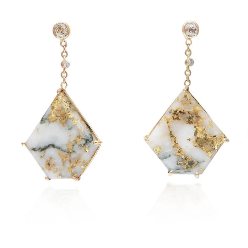 Boucles d'oreilles Boucles d’Oreilles Quartz Aurifère, Diamants 58 Facettes BO117