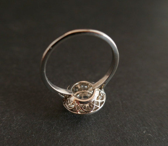 Bague 55 Bague Art Déco Diamants, Platine. 58 Facettes