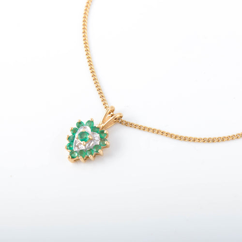 Collier Collier coeur émeraudes or jaune 58 Facettes 2788