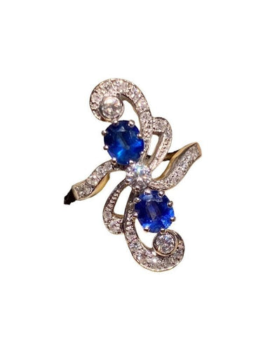 Bague 52 Bague 2 Ors Saphirs Diamants 58 Facettes