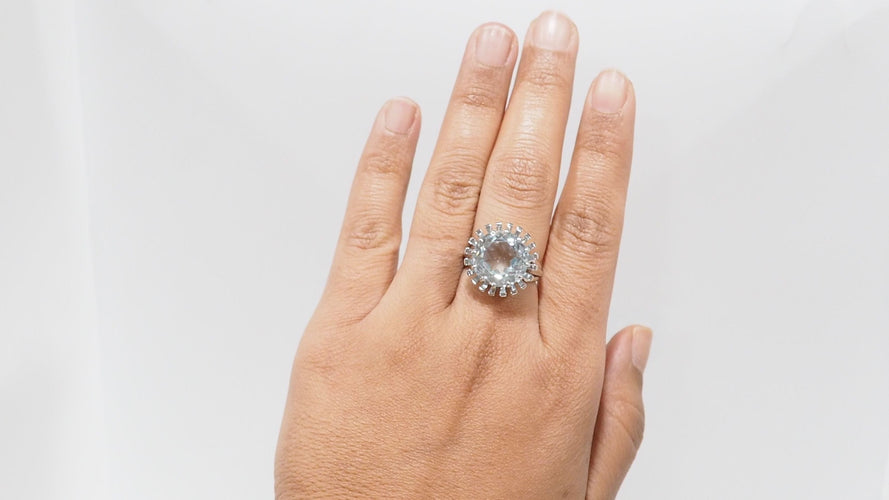 Bague 58 Bague vintage Aigue-marine 58 Facettes 32325