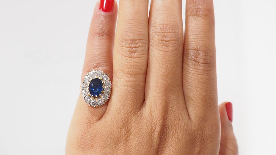 Bague 47.5 Bague Pompadour Or jaune Saphir Diamants 58 Facettes 32191