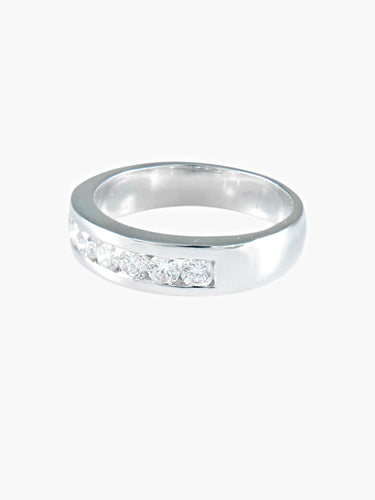 Bague 52 Alliance Demi-Tour 7 Diamants 58 Facettes