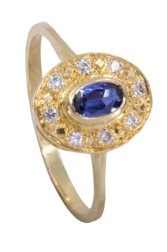 Bague 54 Bague marguerite saphir et diamants 58 Facettes 079361