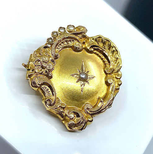 Broche Broche Or Perles fines, Napoléon III 58 Facettes AB210