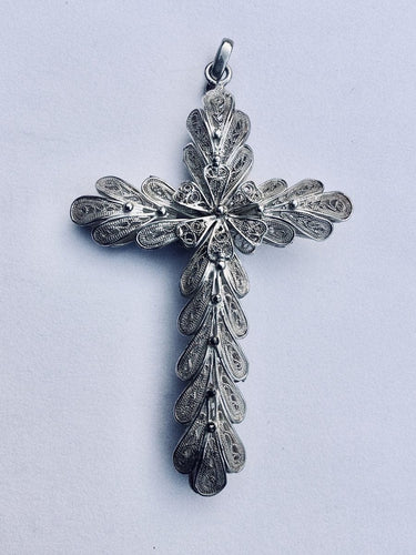 Pendentif Croix En Argent Filigranée 58 Facettes