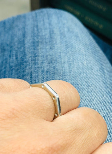 Bague 54.5 Bague hexagonale en Or blanc & diamants 58 Facettes