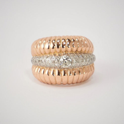 Bague 48 Large Bague Or Rose Diamants 58 Facettes LOT 3809