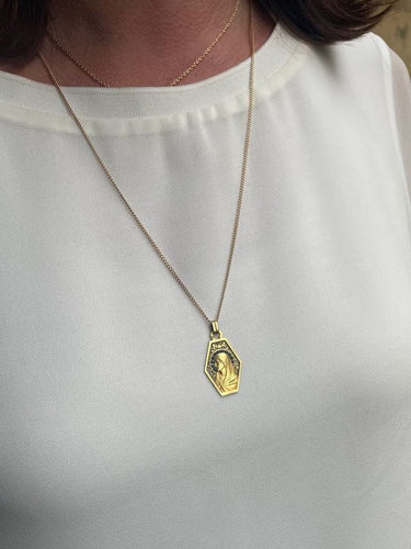 Pendentif MÉDAILLE VIERGE ANCIENNE PLIQUE À JOUR 58 Facettes 053371