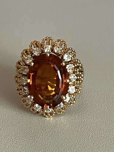 Bague 58 Bague Or Jaune Citrine Diamants 58 Facettes 5051