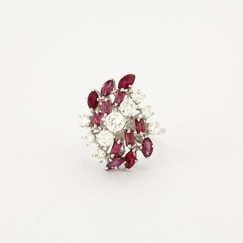 Bague 52 Bague Or  blanc Diamants Rubis 58 Facettes