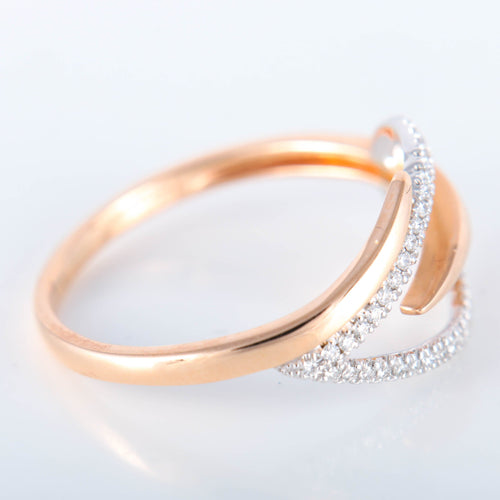 Bague 55.5 Bague Feuille or rose et blanc 58 Facettes