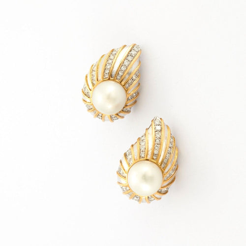 Boucles d'oreilles Repossi - Boucles d'oreilles or diamants et perle 58 Facettes