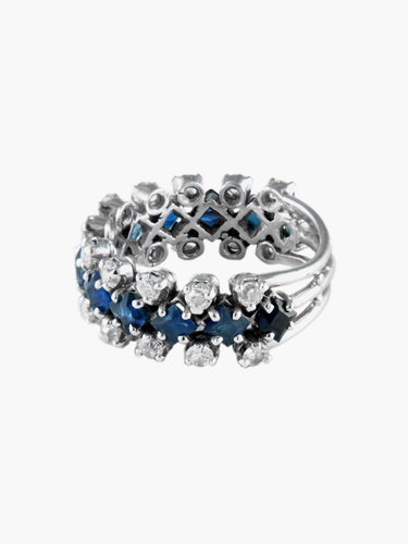 Bague Demi Alliance Or Blanc Saphirs Diamants 58 Facettes