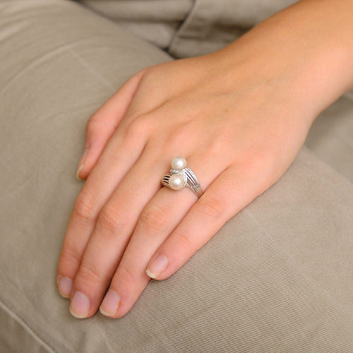 Bague 54 Bague Toi & Moi Perles et Diamants 58 Facettes ALGU20