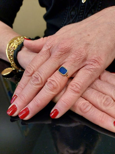 Bague Bague en or jaune, lapis lazuli 58 Facettes 063561