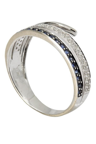 Bague BAGUE MODERNE SAPHIRS ET DIAMANTS 58 Facettes 043631