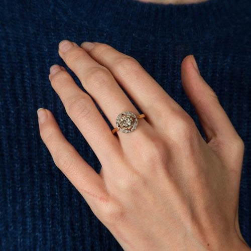 Bague 57 Bague Solitaire Diamant Old mine cut 0.35ct 58 Facettes