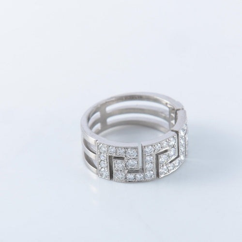 Bague 54 Bague à motifs grecs, diamants et platine 58 Facettes