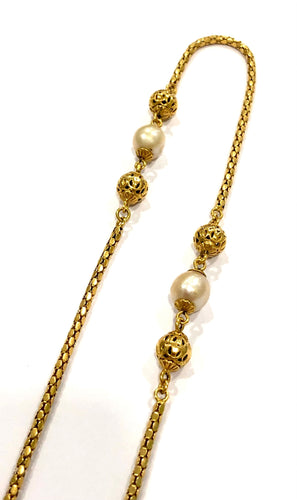 Collier Collier Sautoir ancien, or jaune et perles de culture 58 Facettes