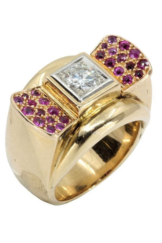 Bague BAGUE TANK RUBIS ET DIAMANTS 58 Facettes 044531