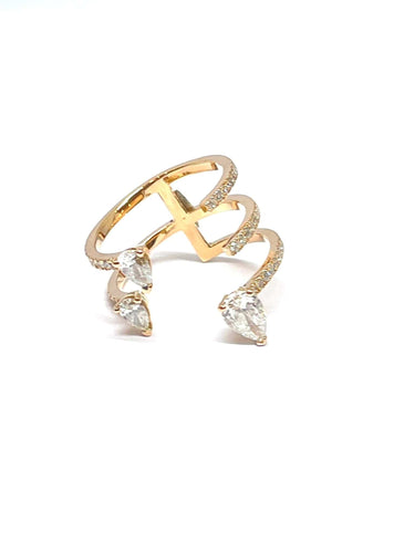 Bague Bague en or jaune et diamants forme poire 58 Facettes