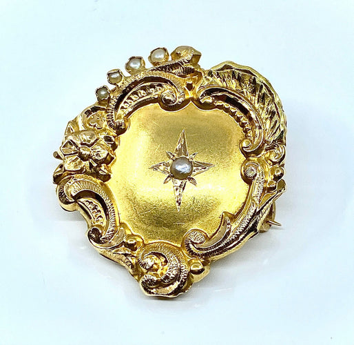 Broche Broche Or Perles fines, Napoléon III 58 Facettes AB210