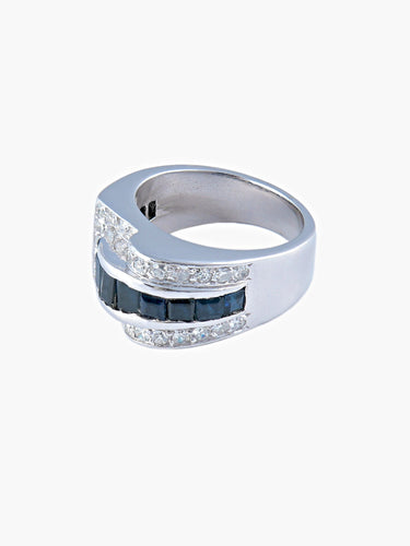 Bague 49 Bague à Pont Saphirs Diamants 58 Facettes