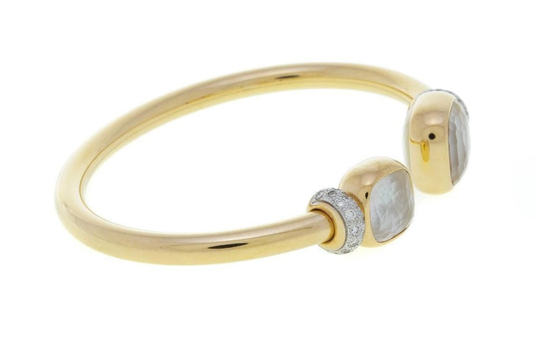 Bracelet POMELLATO. Collection Nudo, bracelet or rose, topazes blanches et diamants 58 Facettes