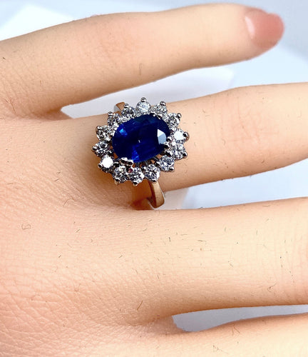 Bague 51 Bague marguerite saphir et diamants 58 Facettes AB152