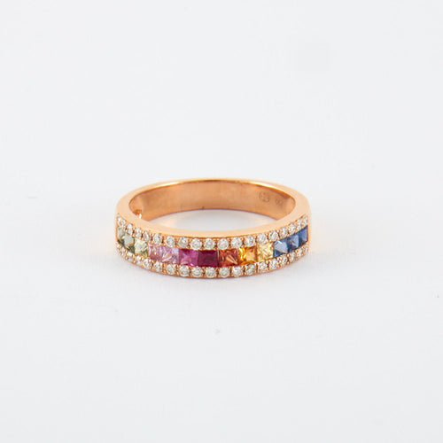 Bague Bague en or rose, diamants & saphirs 58 Facettes