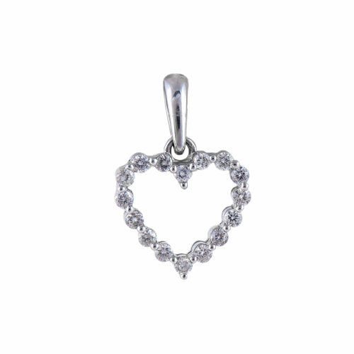 Pendentif Pendentif "coeur" or blanc et diamants 58 Facettes P1L17