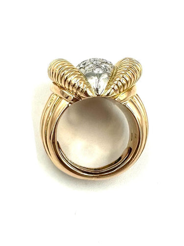 Bague 53 Bague Rétro 1950 or jaune, platine et diamants 58 Facettes